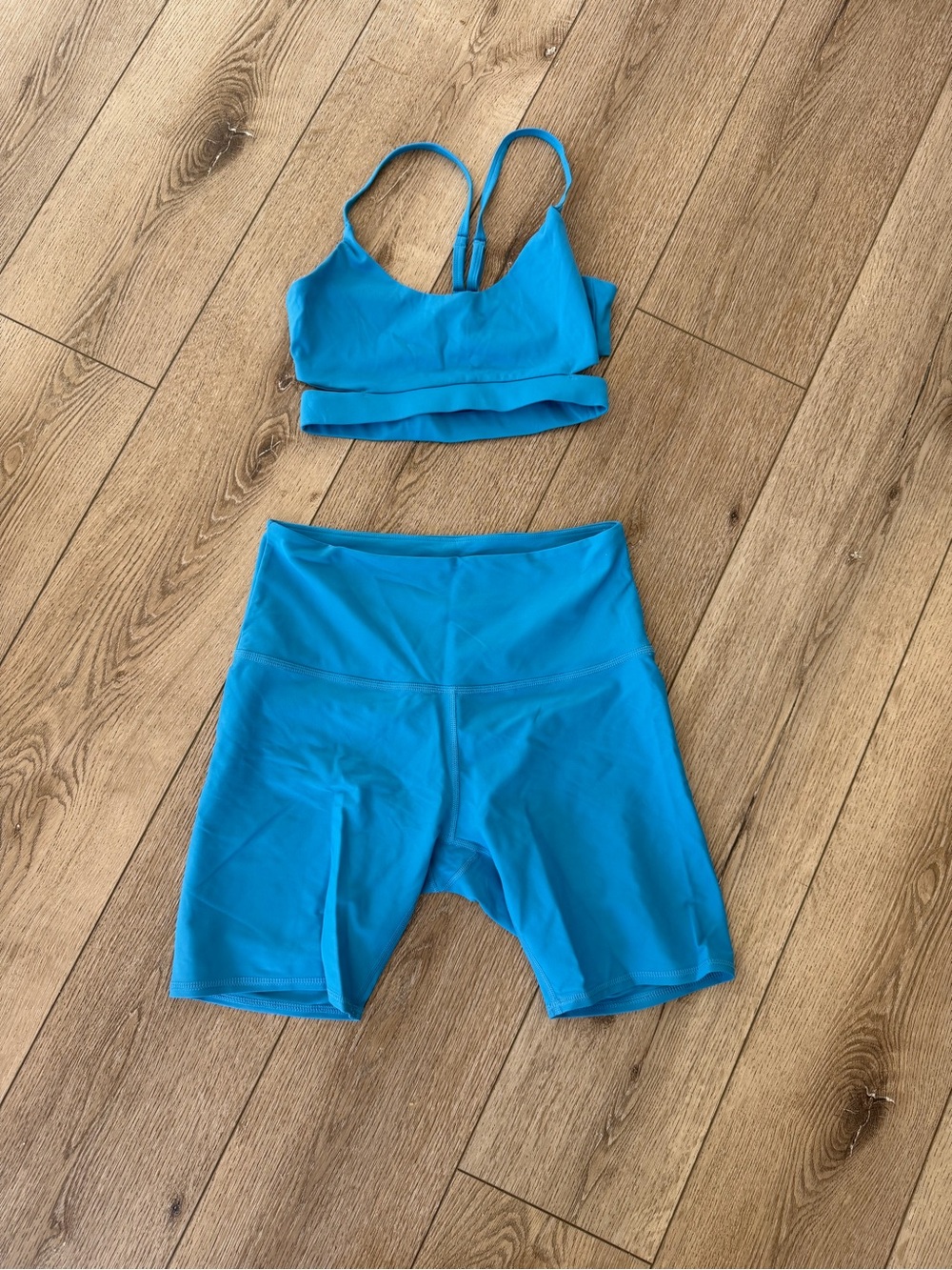 Sincerely Jules Bright Blue Scoop Bralette & High-Waist Swim Shorts Set
